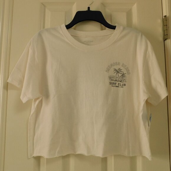 ARIZONA JEAN CO Womens Round Neck Pullover Crop Tee Boxy Juniors Medium - Picture 2 of 5